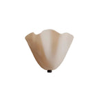 White scalloped wave glass wall light with small dark mounting base