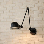Black swing arm wall light with dome shade and adjustable arm
