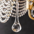 Umbrella-style crystal chandelier teardrop crystal bulb with gold chain and clear glass