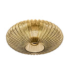 Amber fluted saucer ceiling light with round recessed center and ribbed glass surround