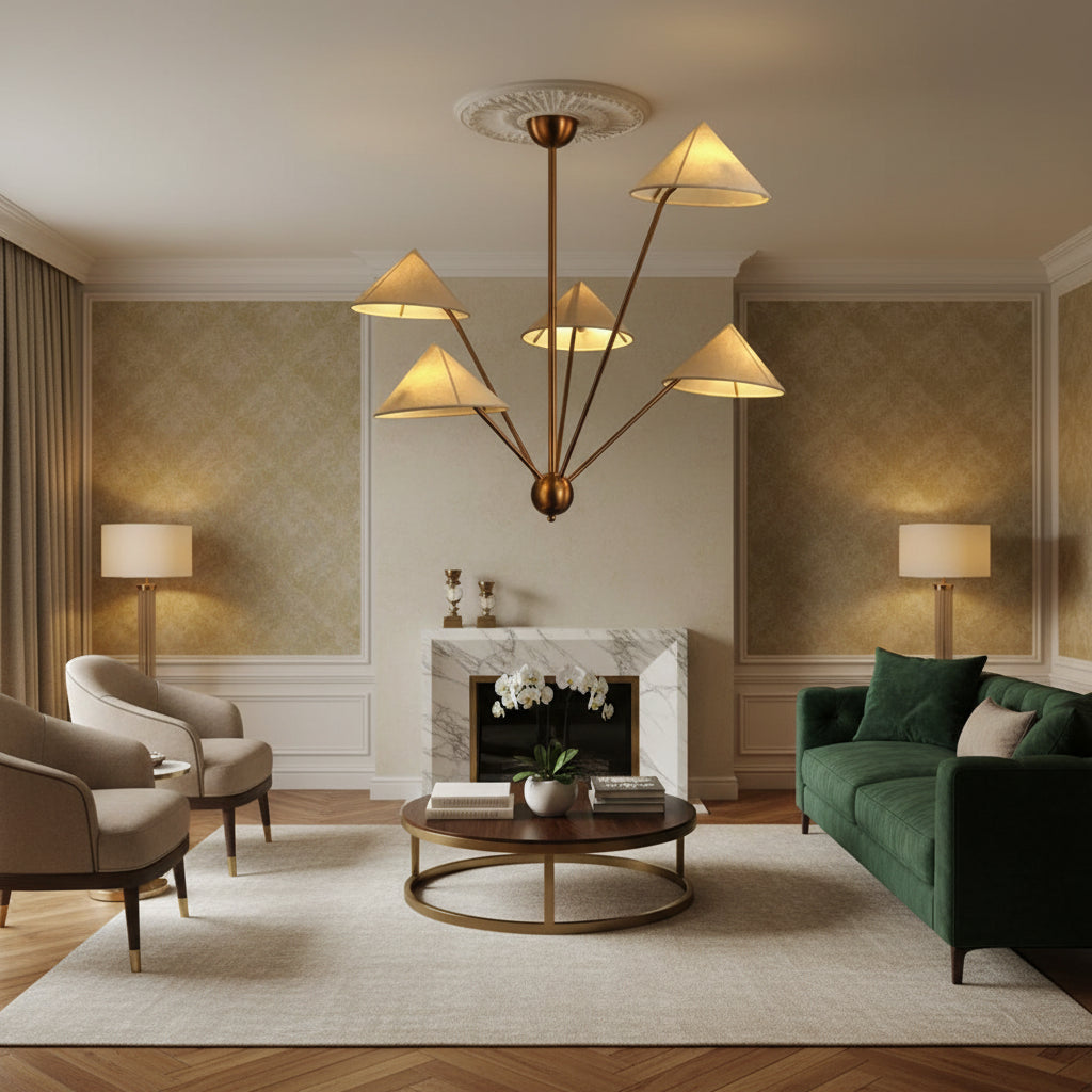 Silva Modern Chandelier Light Metal Fabric 3