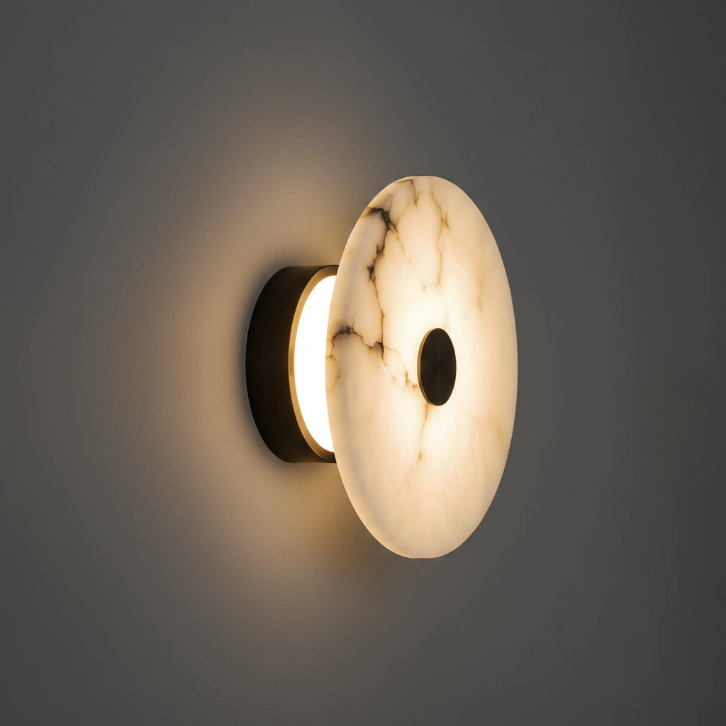 Spanish Marble Wall Lamp Minimalist Round Natural Stone Bedside Wall Light for Foyer Bedroom Home Decor 0