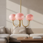 Valentina Retro Art Deco Globe Chandelier, White/Pink/Beige 1