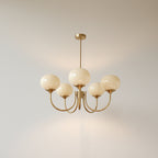 Valentina Retro Art Deco Globe Chandelier, White/Pink/Beige 11