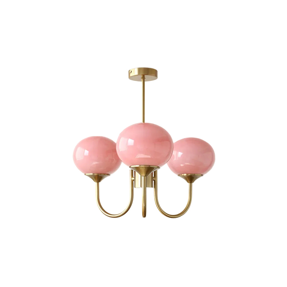 Valentina Retro Art Deco Globe Chandelier, White/Pink/Beige 12