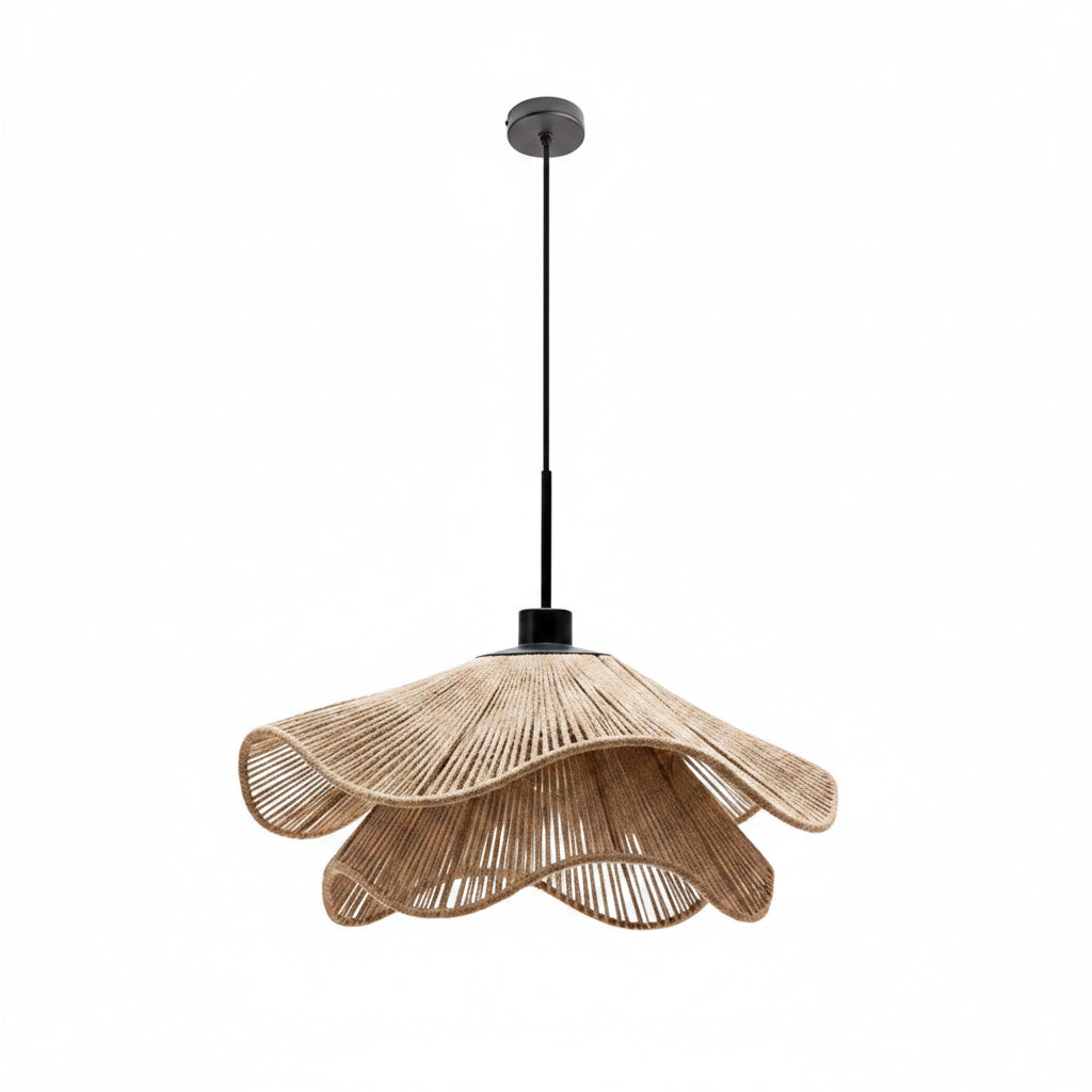 Hemp rope pendant light, D50cm x H23cm; metal and hemp rope; E27