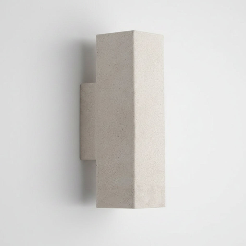 Concrete wall light with cylindrical shade, sand white finish and wall-mounted bracket