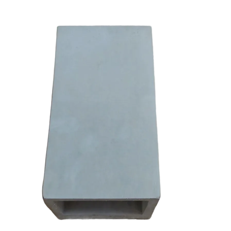 Square concrete wall light block with flat front and recessed bottom opening
