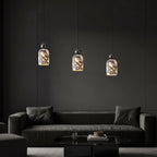 Luxury Black Metal Natural Marble Pendant Light Fixture E27 Mini Hanging Lamp for Bedroom Bedside Dining Room Decor 4