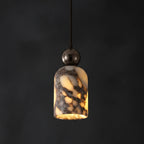 Luxury Black Metal Natural Marble Pendant Light Fixture E27 Mini Hanging Lamp for Bedroom Bedside Dining Room Decor 0