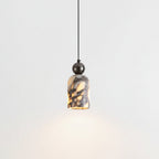 Luxury Black Metal Natural Marble Pendant Light Fixture E27 Mini Hanging Lamp for Bedroom Bedside Dining Room Decor 2