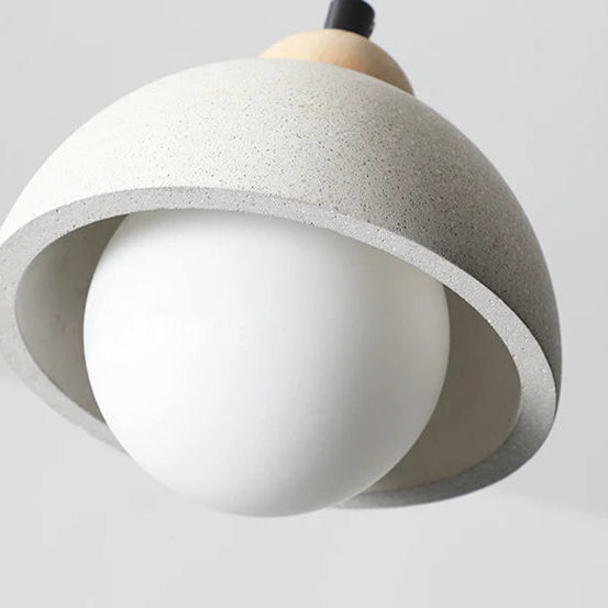 Speckled gray pendant light shade with white inner diffuser