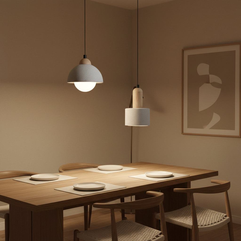 Cylinder pendant light with white shade and black cord