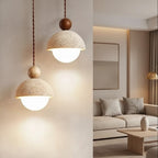 Zela Travertine Bowl Pendant Light | Nordic Minimalist Half Sphere Hanging Fixture