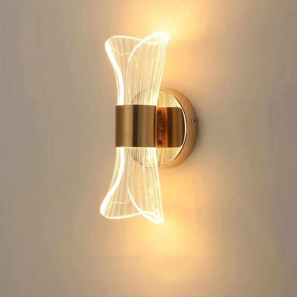 Nordic bowtie wall light with clear glass tube shades and gold wall mount