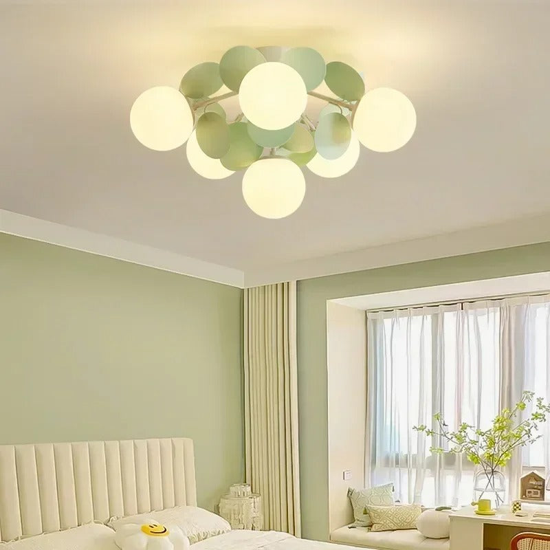 Bubble ceiling light featuring multiple round opal glass globes in a cluster