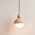 Zela Travertine Bowl Pendant Light | Nordic Minimalist Half Sphere Hanging Fixture