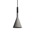 Conical concrete pendant light with speckled gray shade and black cord