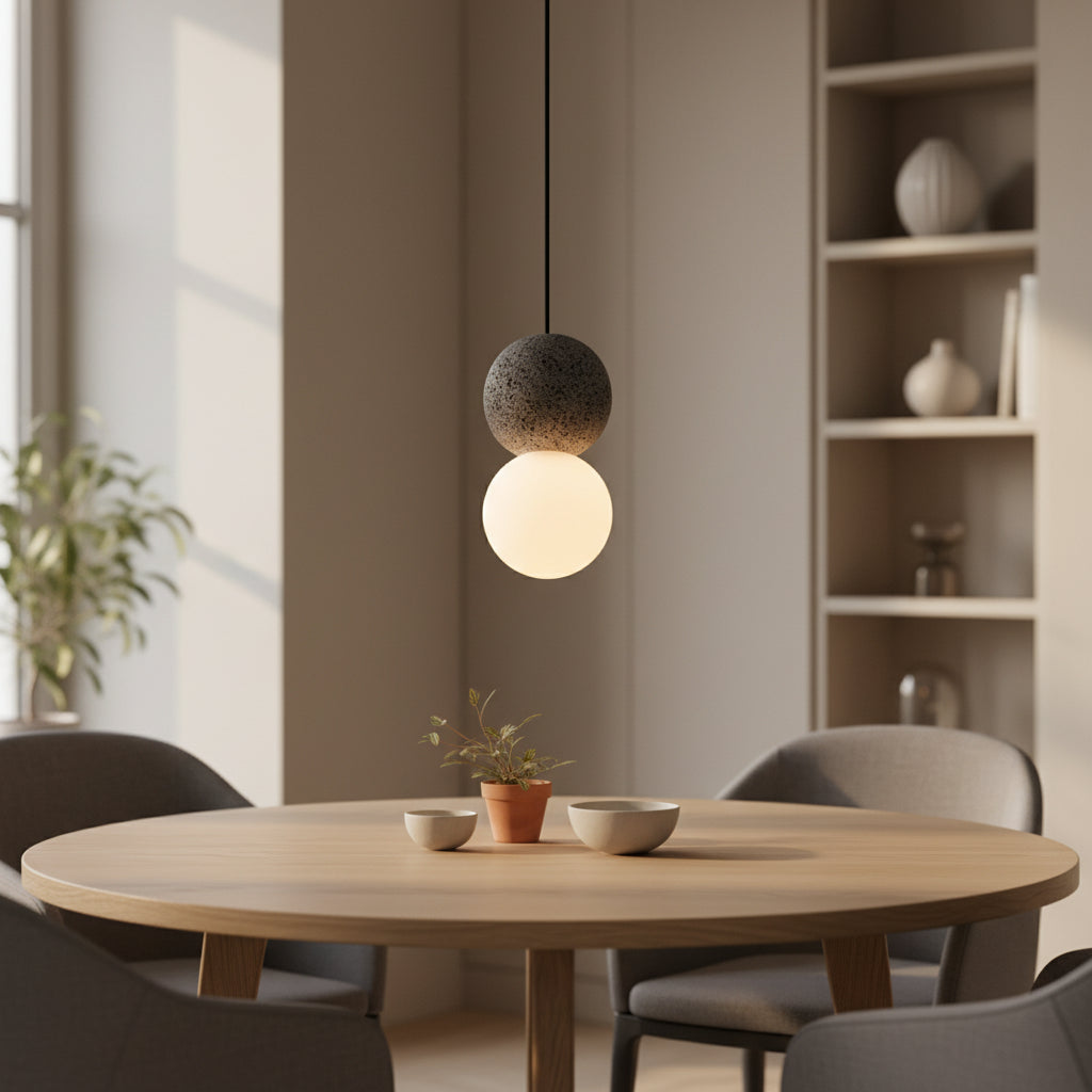 Soli Stacked Globe Pendant Light Black Celuxius
