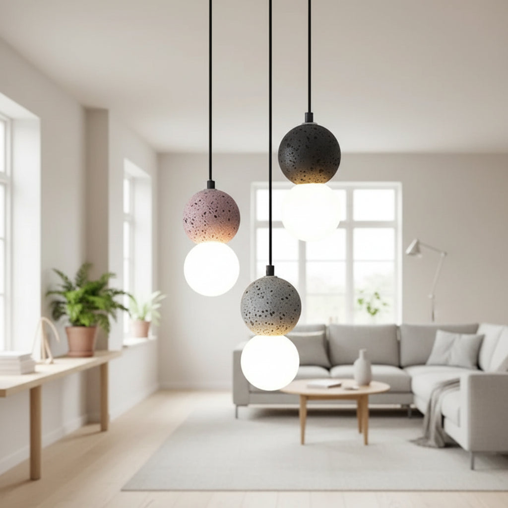 Soli Stacked Globe Pendant Light Black Celuxius