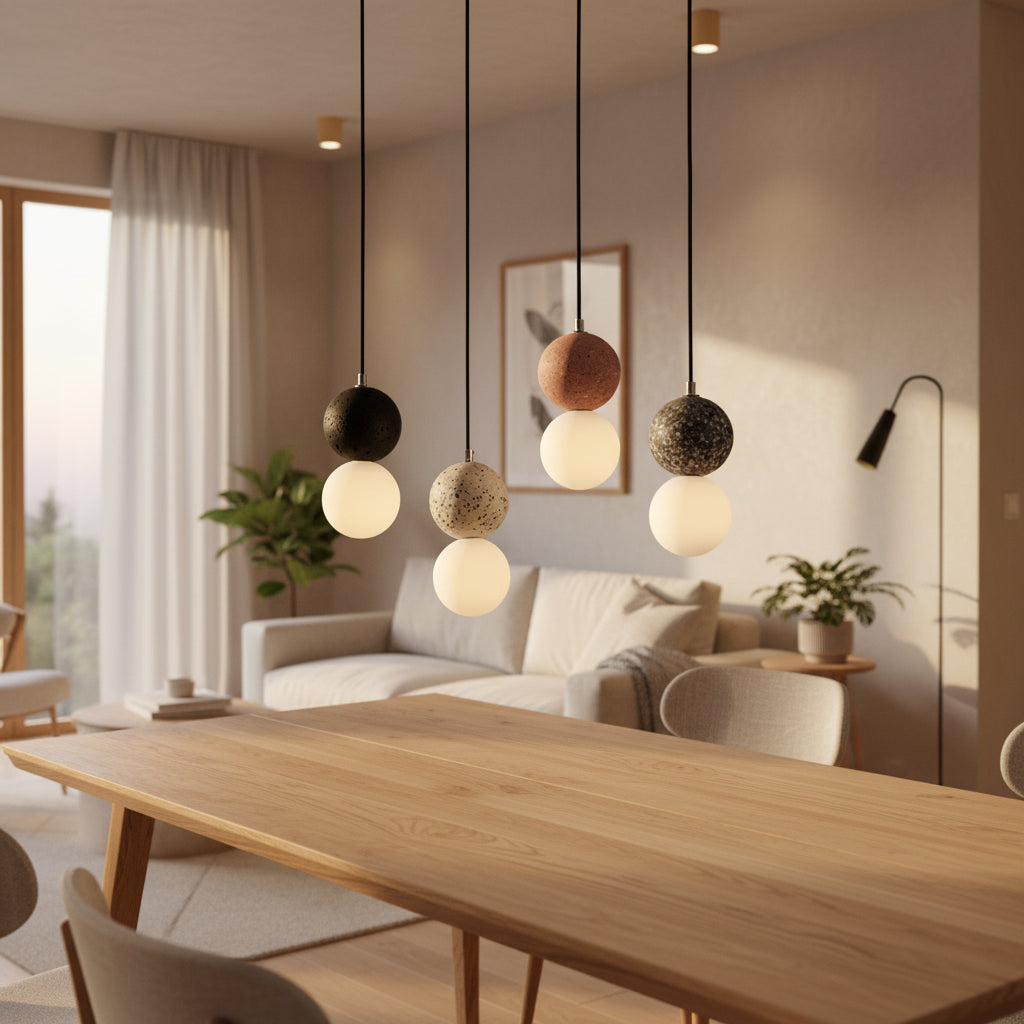Soli Stacked Globe Pendant Light Black Celuxius