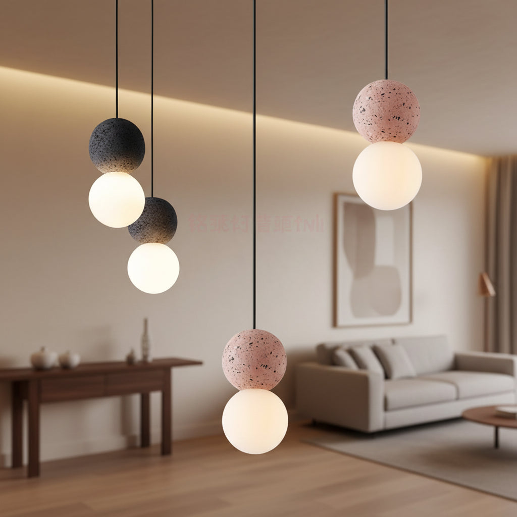 Soli Stacked Globe Pendant Light Black Celuxius
