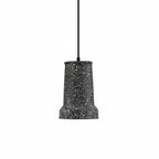 Black terrazzo stepped cone pendant light with black cord and top canopy