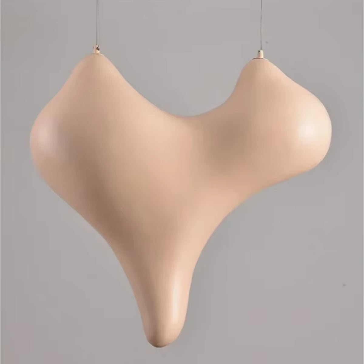 Layered conch heart pendant light shade in matte beige, two hanging cords