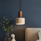 Tavix Travertine Drum Pendant Light | Minimalist Cylindrical Hanging Fixture