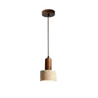 Tavix Travertine Drum Pendant Light | Minimalist Cylindrical Hanging Fixture