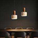 Tavix Travertine Drum Pendant Light | Minimalist Cylindrical Hanging Fixture