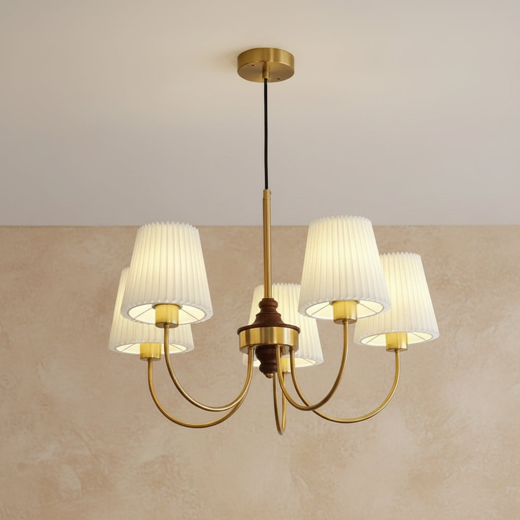 Zelo Pleated Armed Chandelier | Modern French Conical Multi Arm Hanging Fixture
