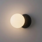 Globe wall light with frosted globe and textured dark concrete wall mount