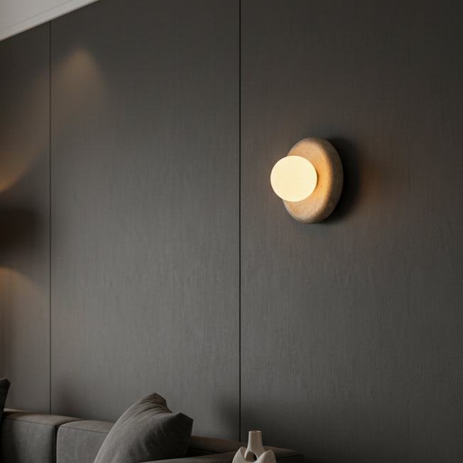 Vintage Round Natural Stone Home Decor Sconce LED Room Wall Light For Bedroom Villa Living Room Lighting Fixtures 2