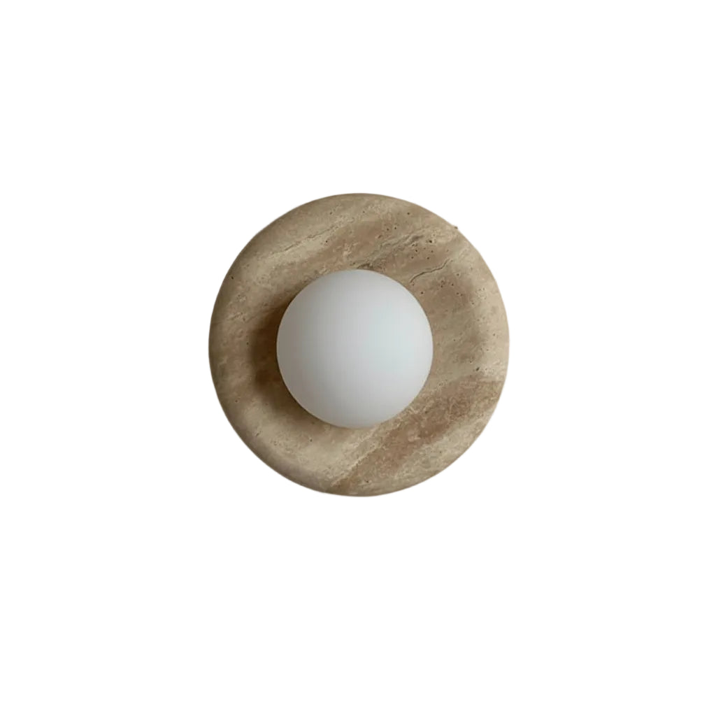 Vintage Round Natural Stone Home Decor Sconce LED Room Wall Light For Bedroom Villa Living Room Lighting Fixtures 6