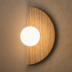 Vintage Semicircle Shape Natural Stone Art Decor Wall Lamp Interior Led Sconce Glass Ball Lampshade Wall Light Home Decoration 0