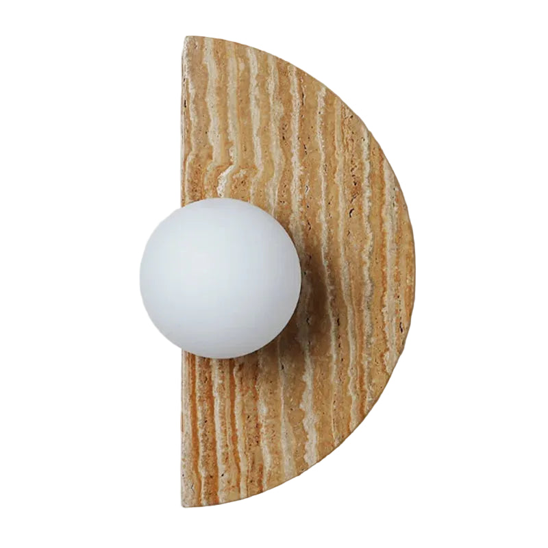 Vintage Semicircle Shape Natural Stone Art Decor Wall Lamp Interior Led Sconce Glass Ball Lampshade Wall Light Home Decoration 5