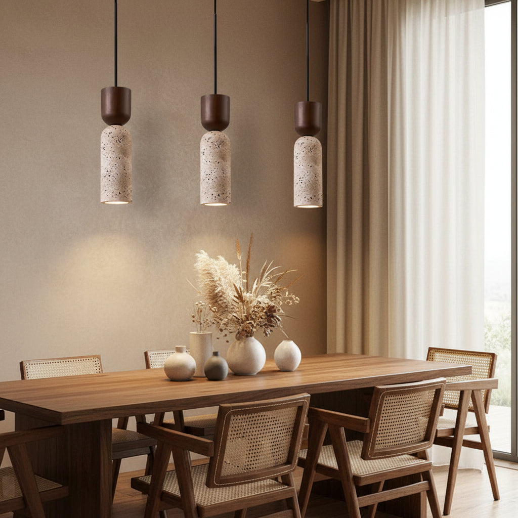 Wabi Sabi LED Pendant Lights Bar Coffee Living Room Wood Ball Yellow Cave Stone Nordic Modern Hanging Lamp Lamparas Colgantes 3