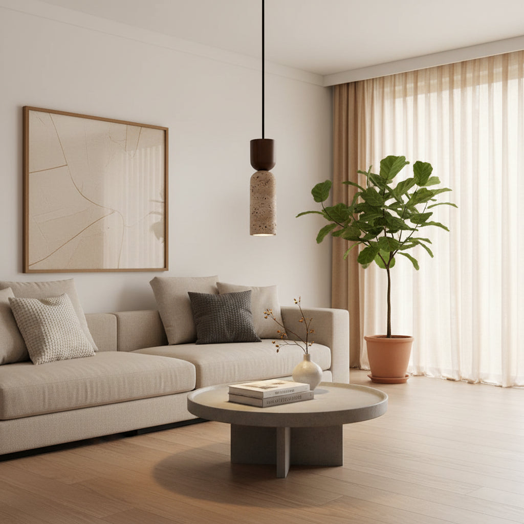 Wabi Sabi LED Pendant Lights Bar Coffee Living Room Wood Ball Yellow Cave Stone Nordic Modern Hanging Lamp Lamparas Colgantes 2
