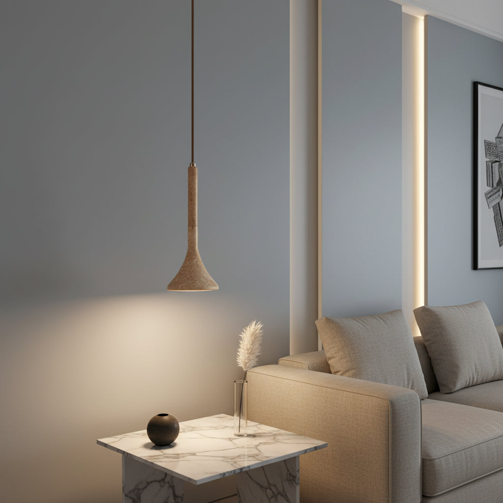 Yellow Travertine Wabi‑Sabi Pendant Light Japanese Nordic LED Droplight for Dining Room Bedroom Kitchen Island Restaurant 5